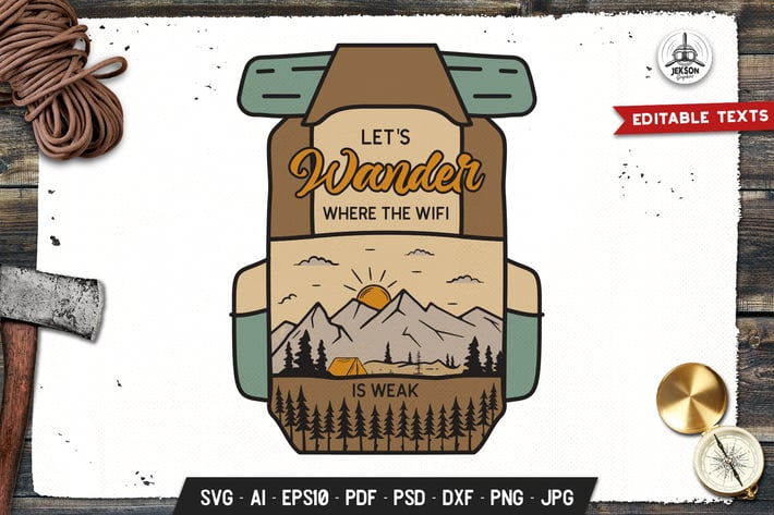 Wander Adventure Badge Vector Retro Graphic Logo