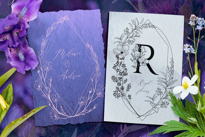 Geometric vector floral frames and dividers.