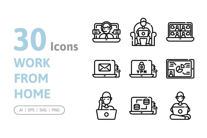 30 Work From Home Icons