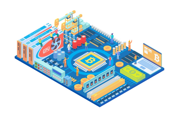 Isometric Bitcoin Mining in Circuit Board Concept