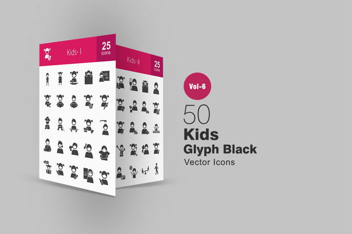 50 Kids Glyph Icons