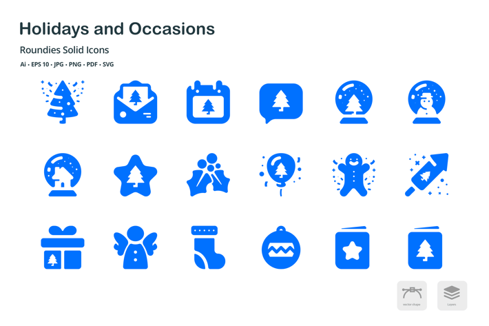 Holidays and Occasions Roundies Solid Glyph Icons