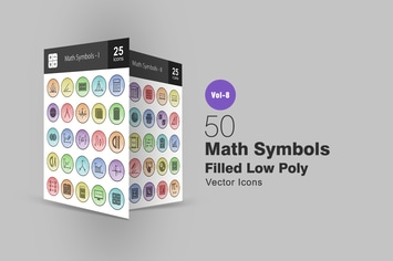 50 Math Symbols Filled Low Poly Icons