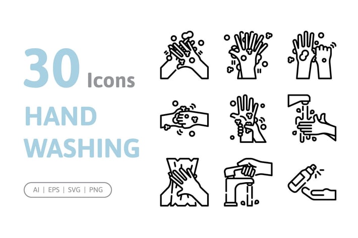 30 Hand Washing Icons