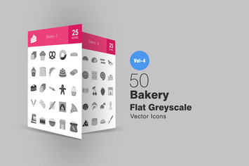 50 Bakery Greyscale Icons