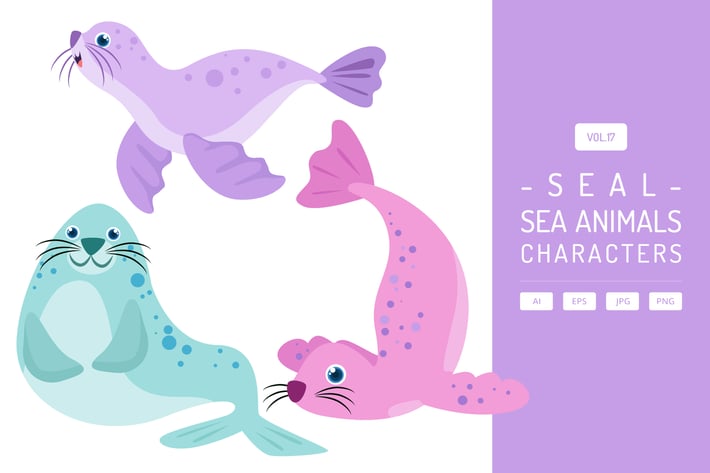 Cute Seal - Sea Animals Characters Vol.17