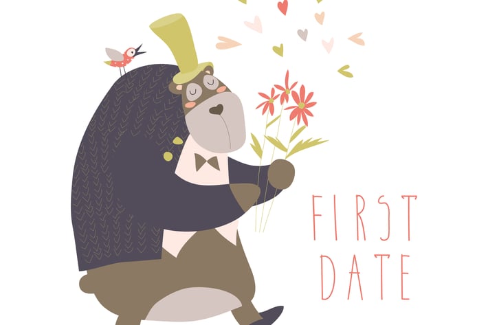 Cute bear with flowers