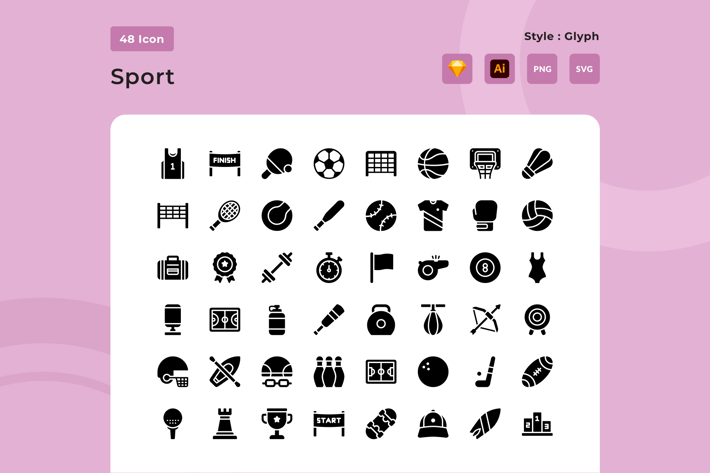 Sport Glyph Style Icon Pack