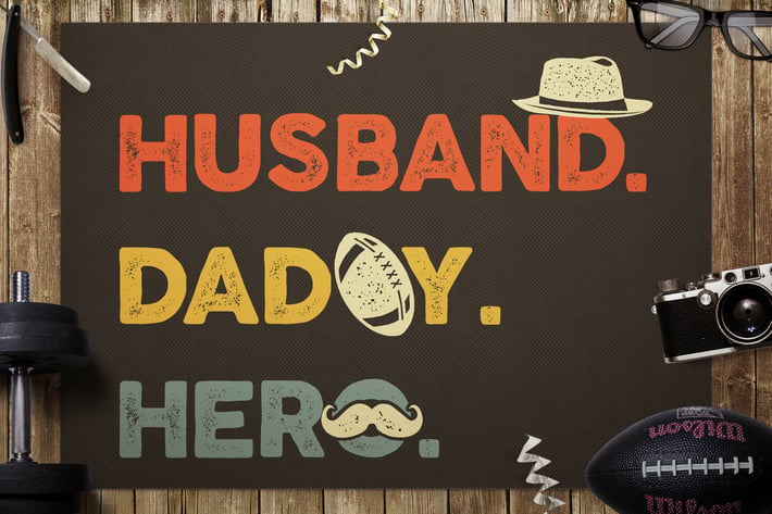 Husband Daddy Hero Badge / Fathers Day Retro Logo