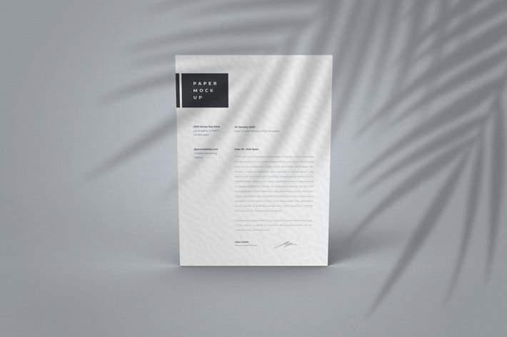 A4 Paper Mockup PSD Template with Shadow Overlay