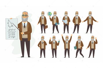 Teacher - vector cartoon people character set