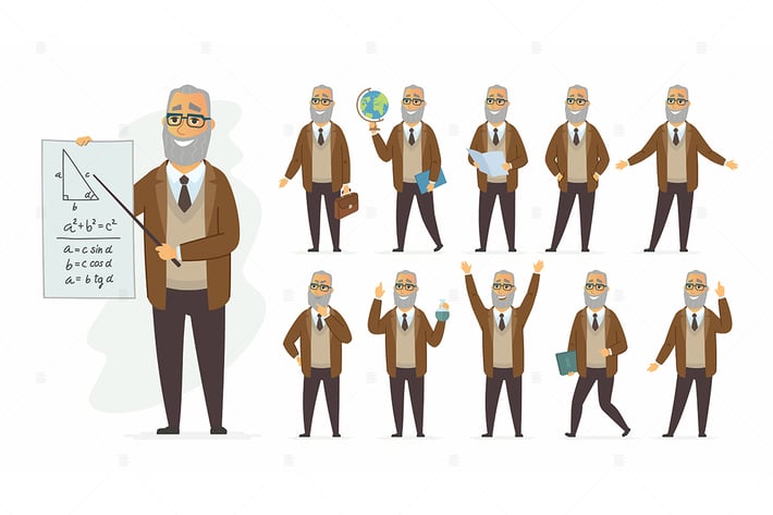 Teacher - vector cartoon people character set