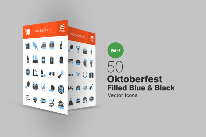 50 Oktoberfest Blue & Black Icons