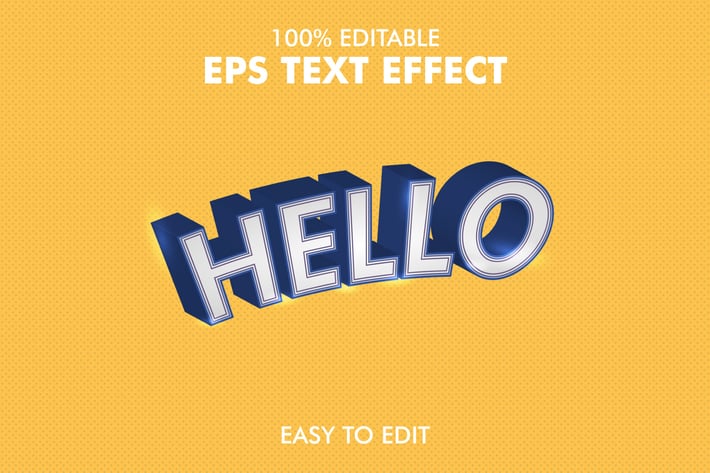 Hello -  Editable 3D Text Effect EPS 