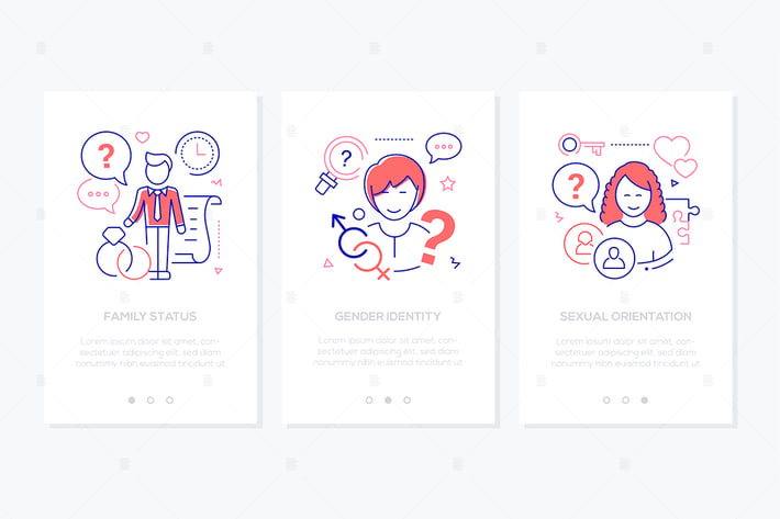 Diversity concept line design style web banners