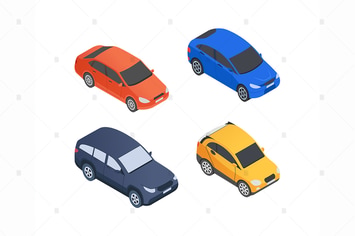 Vehicles Types - isometric colorful elements