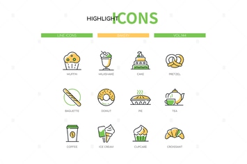 Bakery shop - modern line design style icons set
