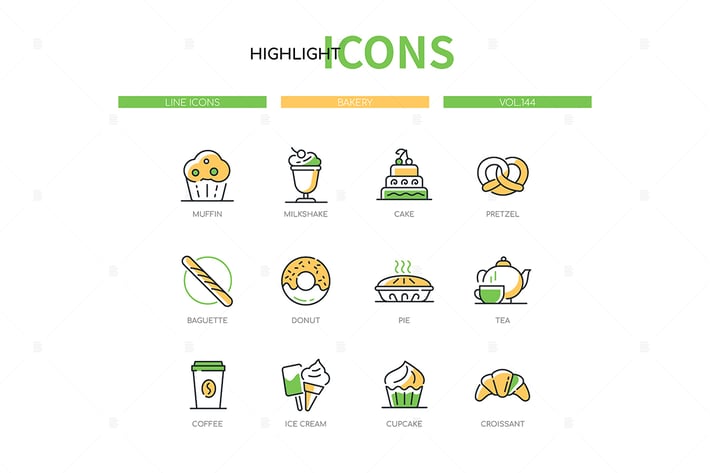 Bakery shop - modern line design style icons set