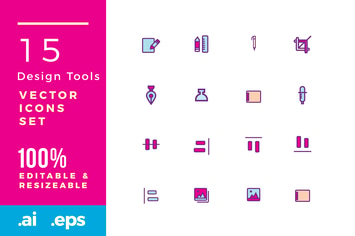 15 Design Tools vector icon