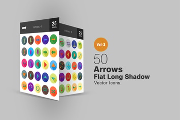 50 Arrows Flat Shadowed Icons