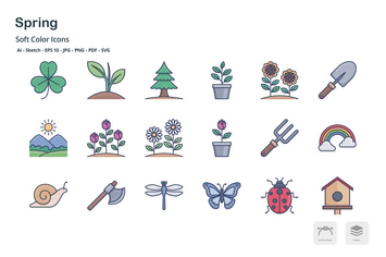 Spring soft color icons