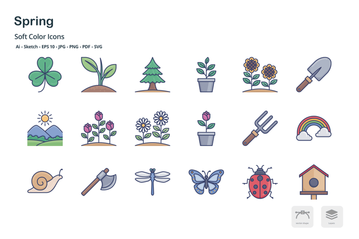 Spring soft color icons