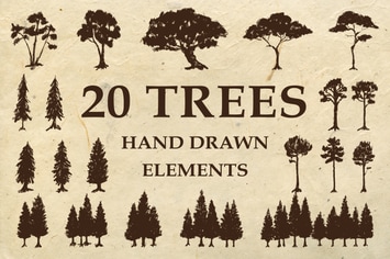 Hand Drawn Trees Elements