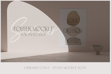 Minimalistic house canva on wall shadow mockup