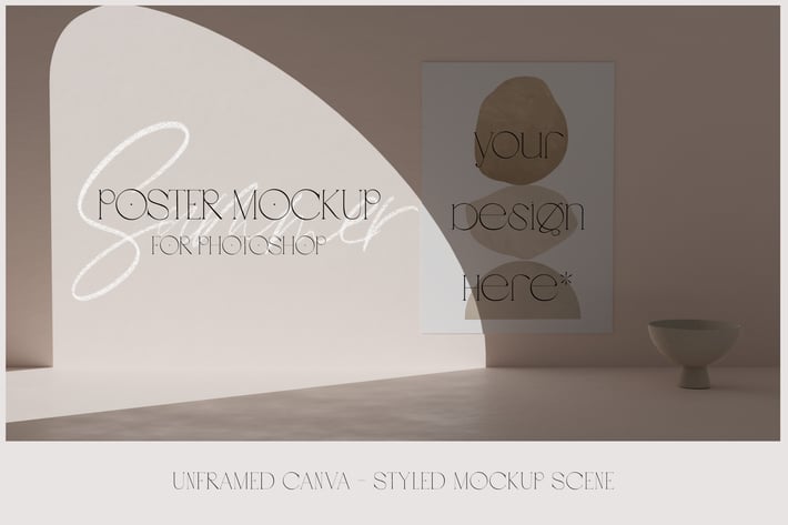 Minimalistic house canva on wall shadow mockup