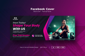 Fitness or gym social Facebook Cover Template