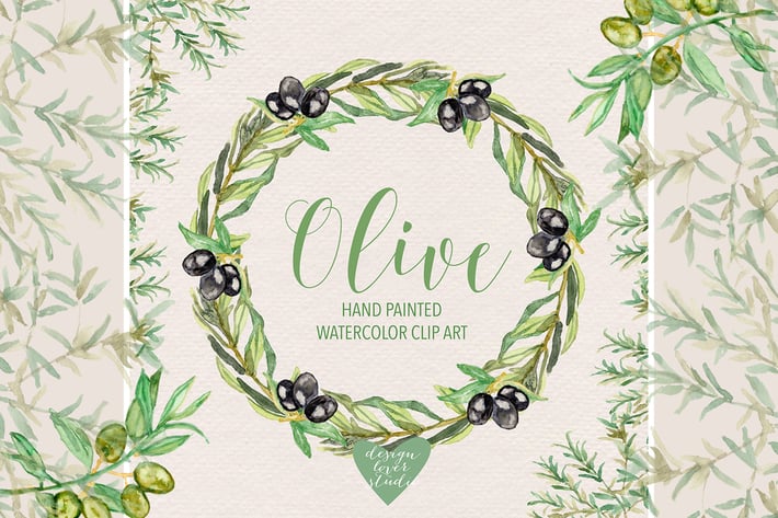 Watercolor Olive clipart