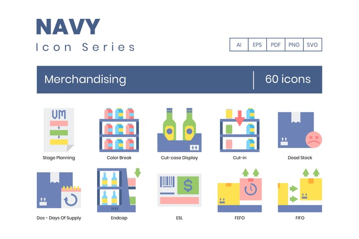 60 Merchandising Flat Icons