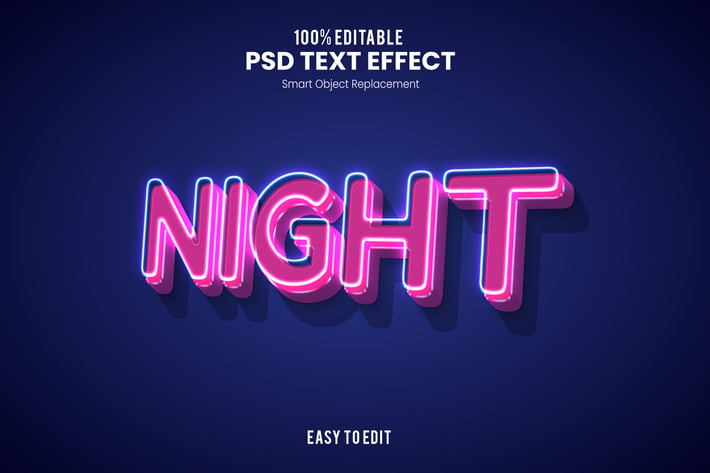 Night - Neon PSD Text Effect