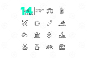 Traveling - line icons set