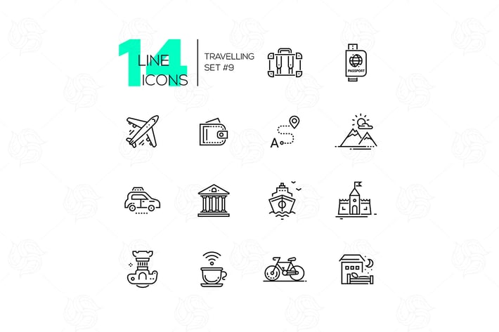 Traveling - line icons set