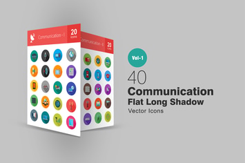 40 Communication Flat Long Shadow Icons