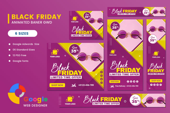 Black Friday Sale Fashion Eyewear HTML5 Banner Ads