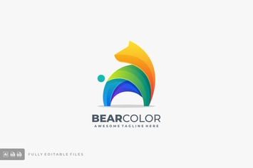 Bear Colorful Logo Template