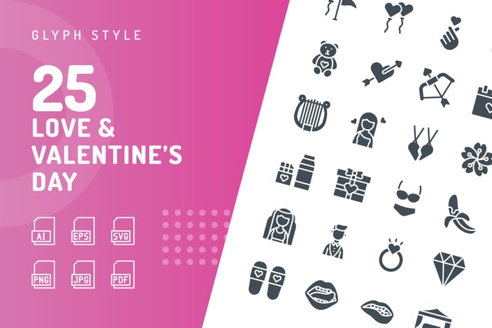 Love & Valentine's Day Glyph Icons