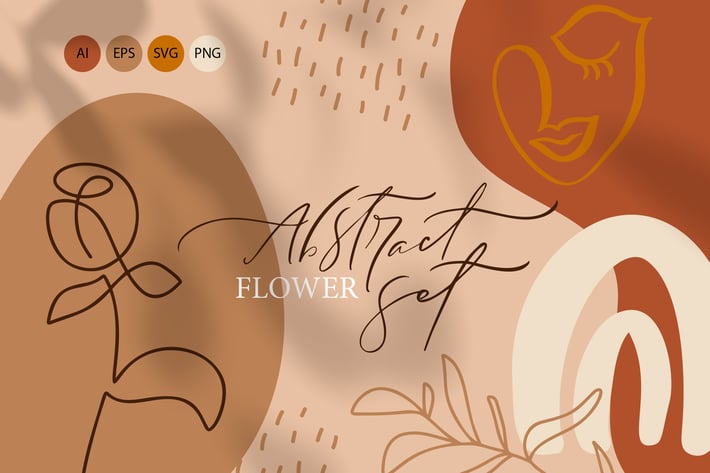 Abstract flower set SVG