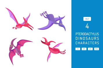 Cute Pterodactylus - Dinosaurs Character Vol.7