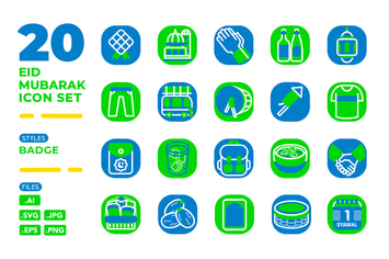 Eid Mubarak Icon Set (Badge)