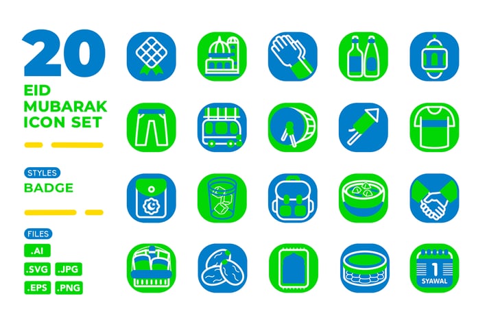 Eid Mubarak Icon Set (Badge)