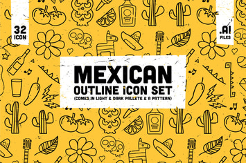 Mexican Outline Icon Set