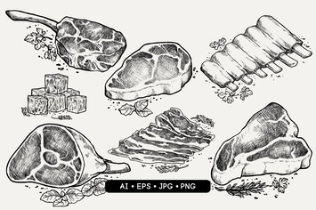 Hand Drawn Meat Cuts
