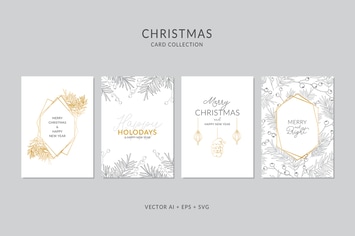 Christmas Greeting Card Vector Set