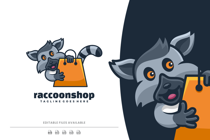 Raccoon Cartoon Logo