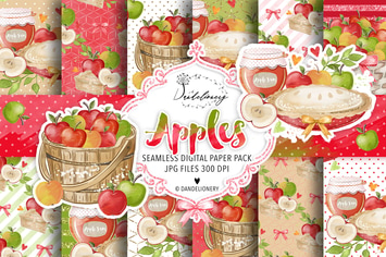 Watercolor Apples digital paper pack