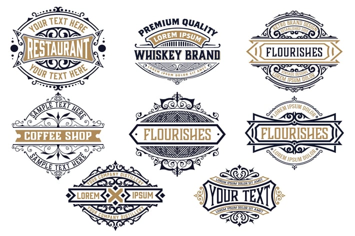 Set of 8 Vintage Logos and Badges 