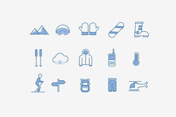 15 Skiing Snowboarding Icons
